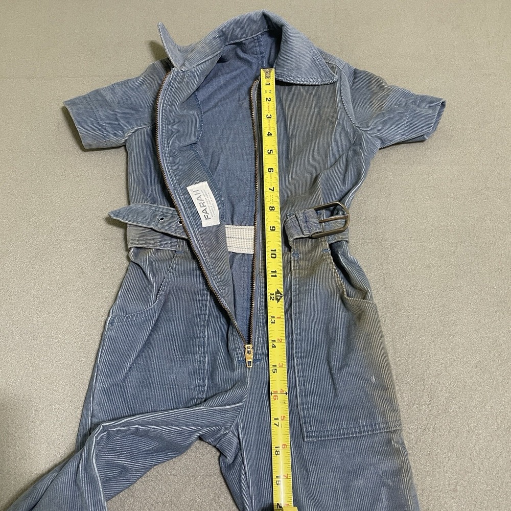 Vintage Blue Corduroy‎ Jumpsuit made in USA 70s Bell bottoms FARAH 4T? Toddler - Picture 5 of 16